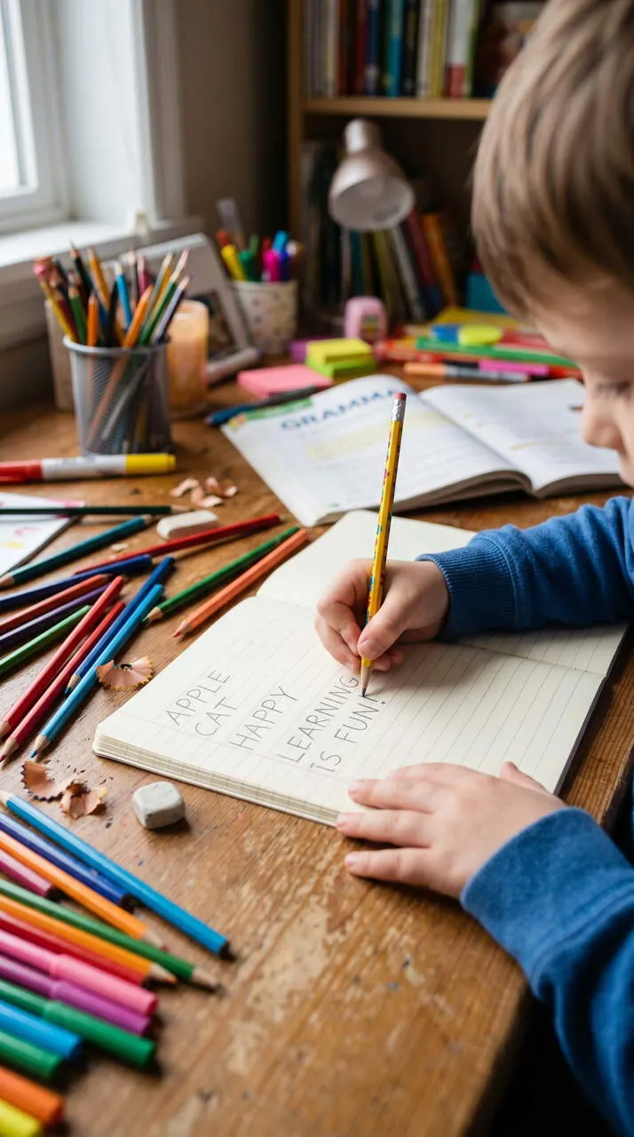 Enfant qui parle pendant un exercice d’anglais