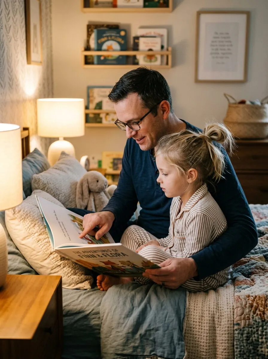Enfant qui dessine, matériel de lecture à proximité