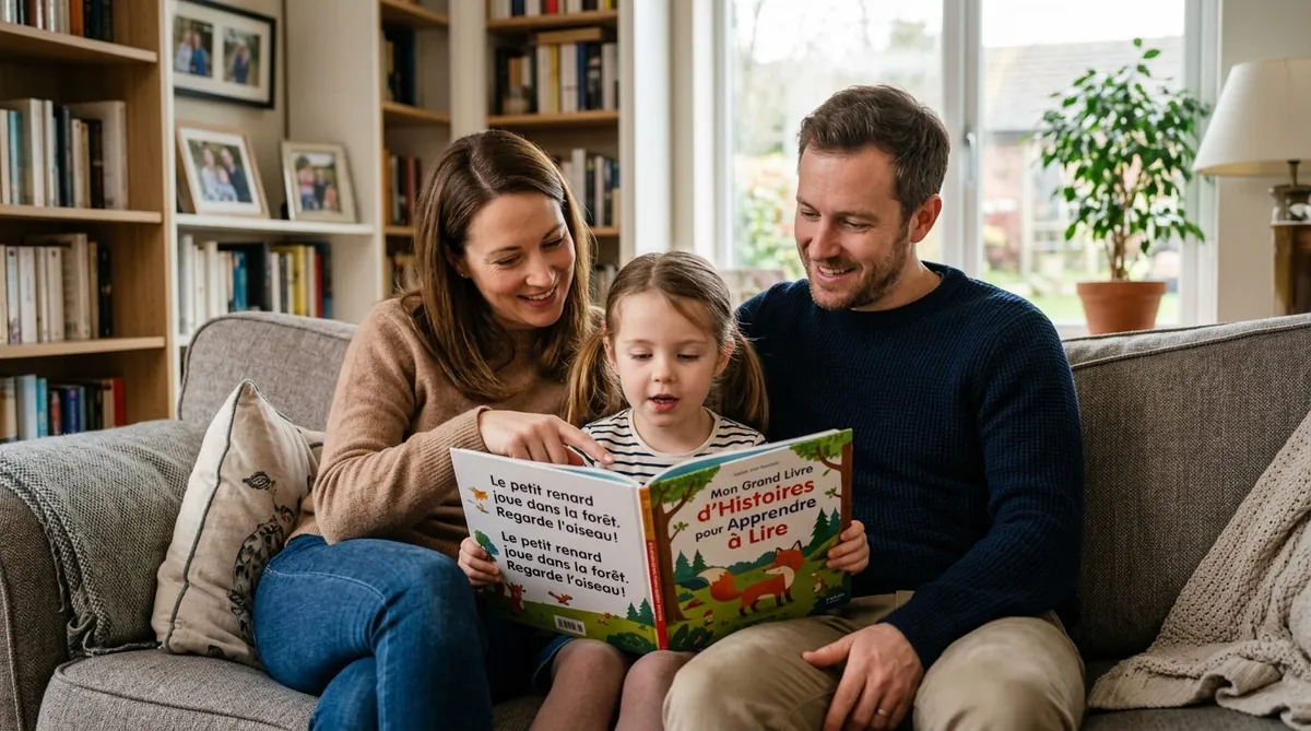 Enfant et adulte regardent un livre ensemble